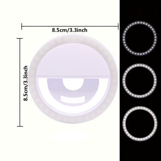 USB Rechargeable Selfie Ring Light, 36-LED Selfie Ring Light, Photoshoot Light, Night Selfie Enhancing Light for Phone Photography, Selfie Accessories, Gifts For Girlfriend