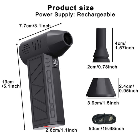 Portable Handheld Fan, USB Rechargeable High-Speed Fan with LED Lighting, Multifunctional Fan for Dust Removal, Snow Blowing, Hair Blowing, Hand Electric Fan, Portable Electric Fan