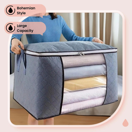 Foldable Storage Bag with Handle, 1 Count Large Capacity Bedding Storage Organizer, Clothes Storage Bag, Home Organizer for Bedroom,  Household Items